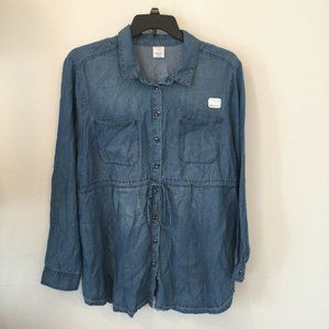 Time And Tru Maternity Womens Size XXL Blue Long Sleeve Button Up Top NEW NWT